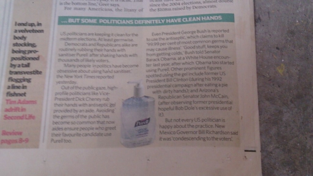 ‘… But Some Politicians Definitely Have Clean Hands’,  Hand wash, pigment, P.V.A on Primed Wooden Board’…&nbsp;(2006)